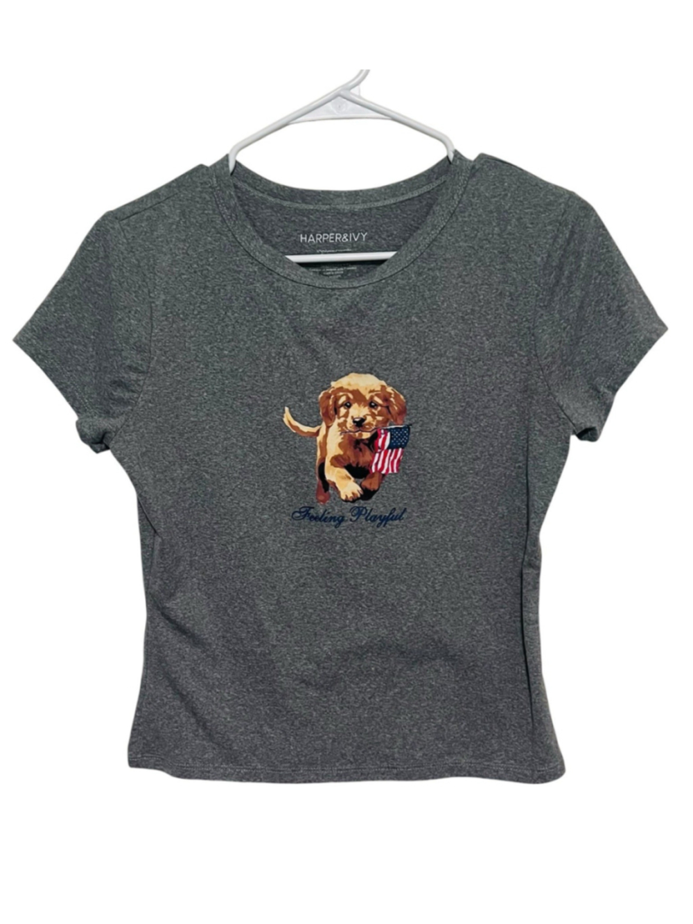 Harper & Ivy Patriotic Puppy T-shirt Women’s Large Feeling Playful 4th of July